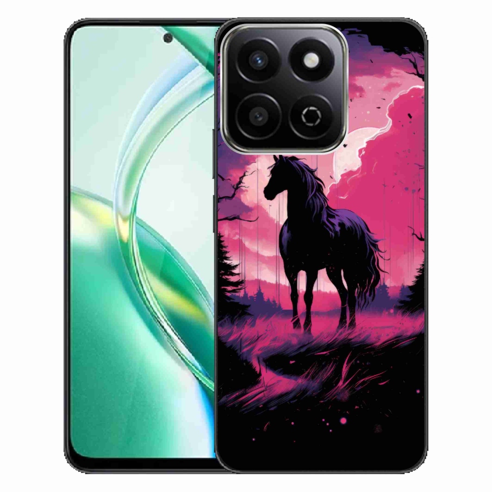Gelový kryt mmCase na Honor 200 Smart 5G - černý kreslený kůň 1