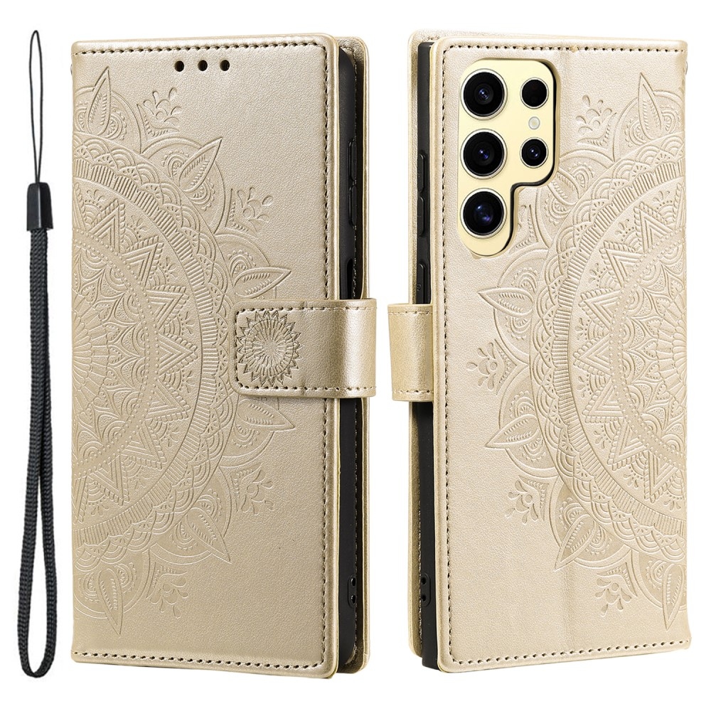 Mandala knížkové pouzdro na Samsung Galaxy S25 Ultra - zlaté