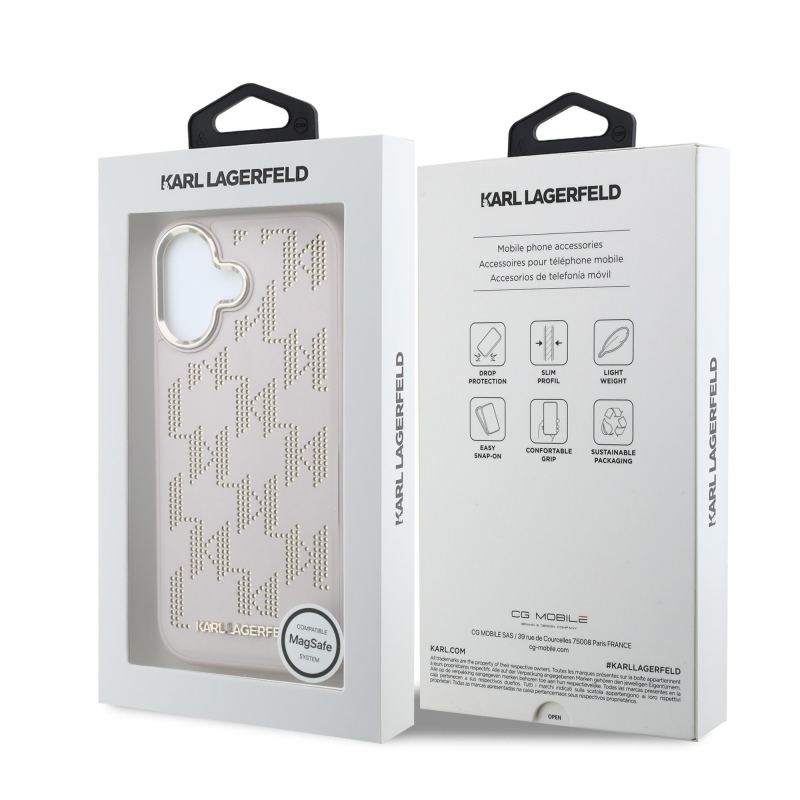 Karl Lagerfeld PU Perforated Monogram MagSafe Zadní Kryt pro iPhone 17 Pink