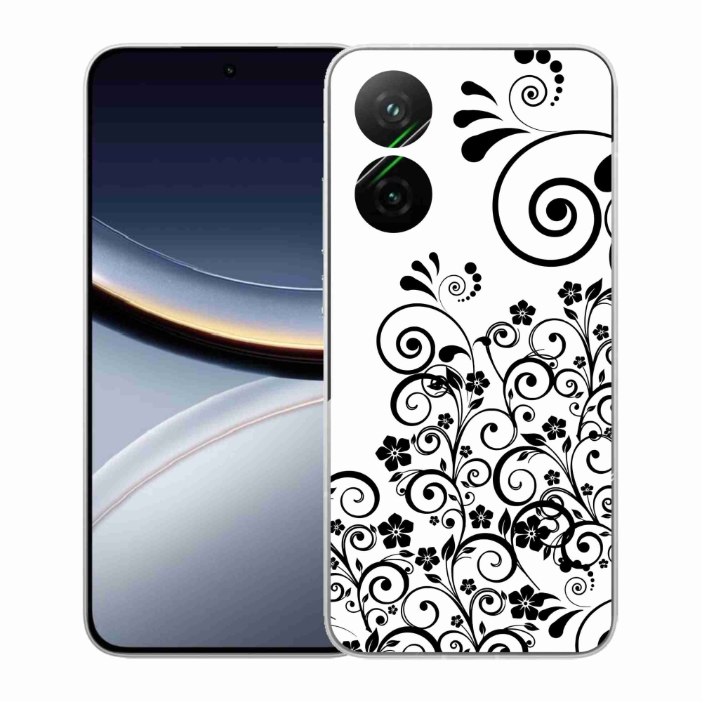 Gelový kryt mmCase na Xiaomi Poco F7 5G - černobílé květinové vzory