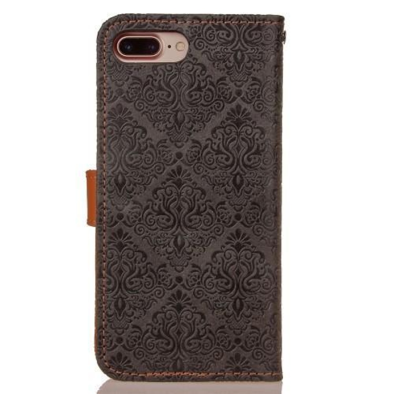 Damask PU kožené pouzdro na iPhone 8 Plus a 7 Plus - černé