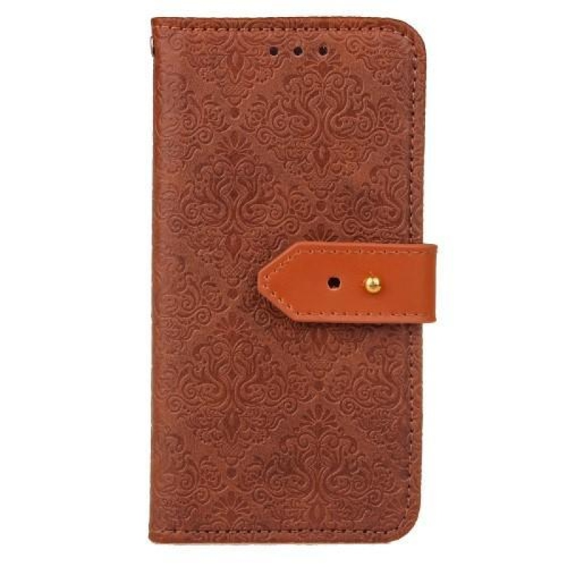 Damask PU kožené pouzdro na iPhone 8 Plus a 7 Plus - hnědé