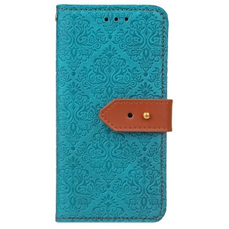 Damask PU kožené pouzdro na iPhone 8 Plus a 7 Plus - modré