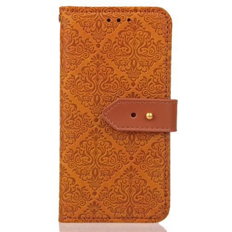 Damask PU kožené pouzdro na iPhone 8 Plus a 7 Plus - oranžové