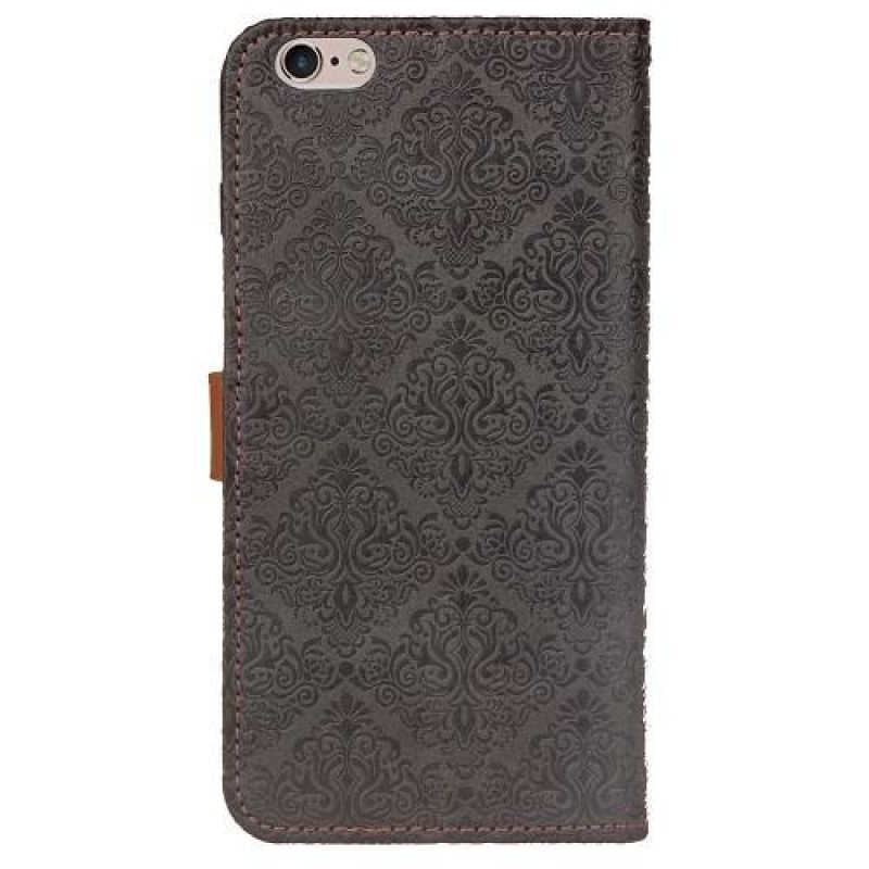 Damask PU kožené zapínací pouzdro na iPhone 6 Plus a iPhone 6s Plus - černé