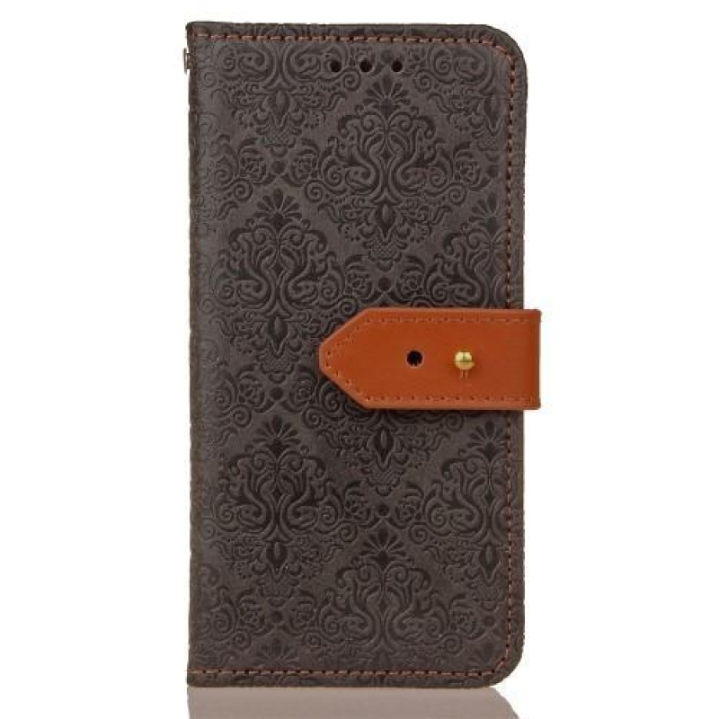 Damask PU kožené zapínací pouzdro na iPhone 6 Plus a iPhone 6s Plus - černé