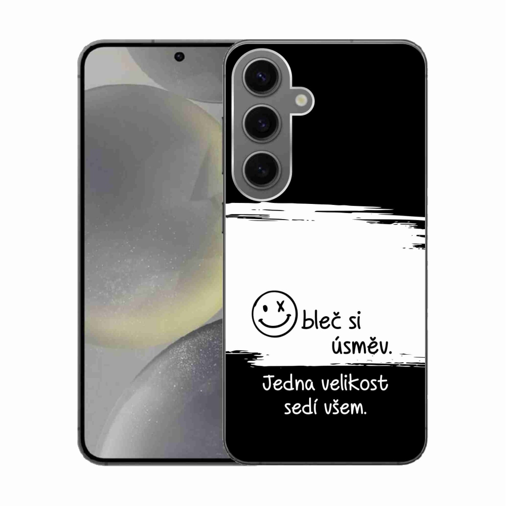 Gelový kryt mmCase na Samsung Galaxy S24 - vtipný text 8 bíločerné pozadí