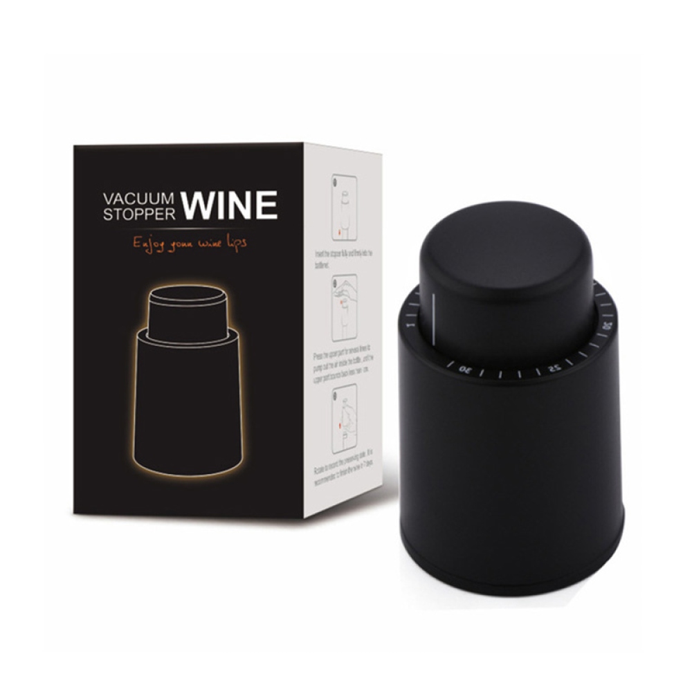 Uzávěr na víno a prosecco s ukazatelem data – černý