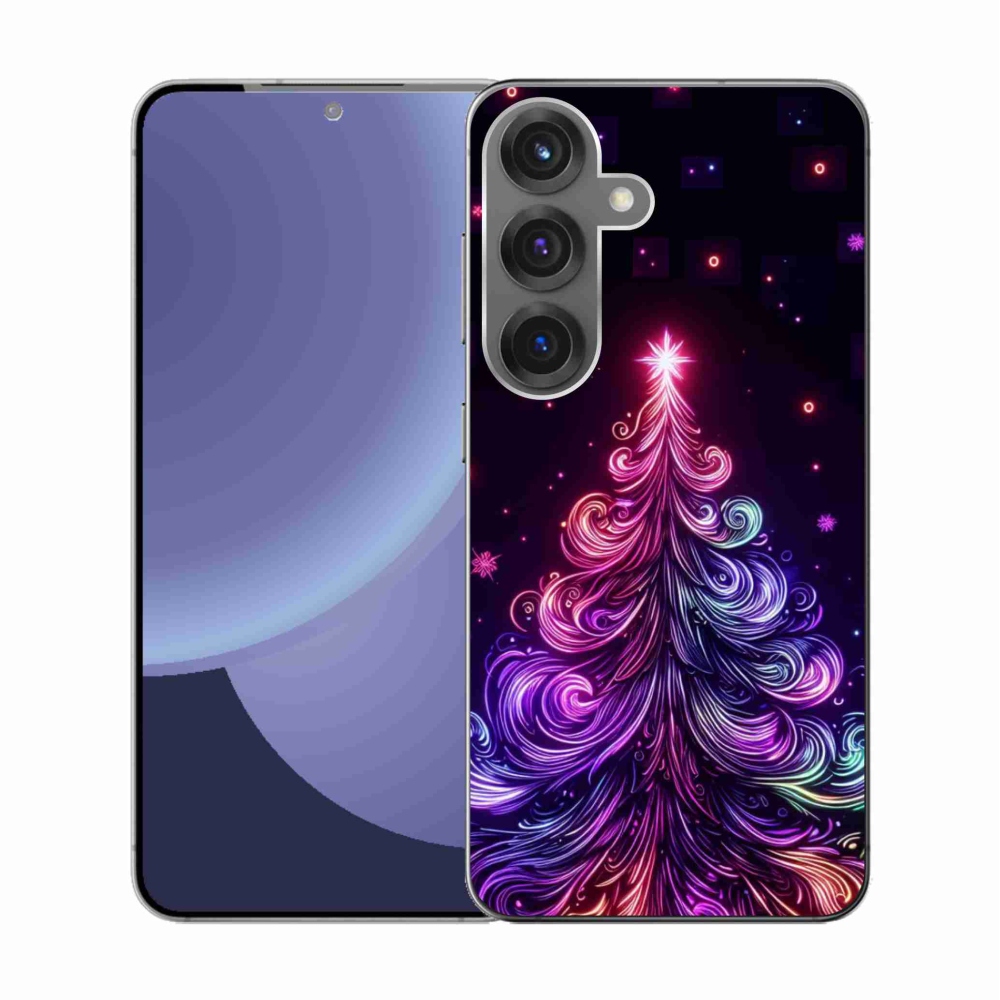 Gelový kryt mmCase na Samsung Galaxy S25 - neonový vánoční stromek 1