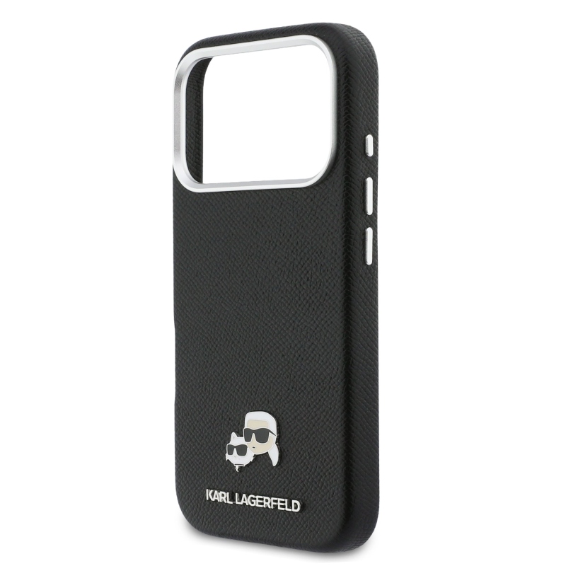 Karl Lagerfeld PU Karl and Choupette Heads Pins MagSafe Zadní Kryt pro iPhone 17 Pro Black