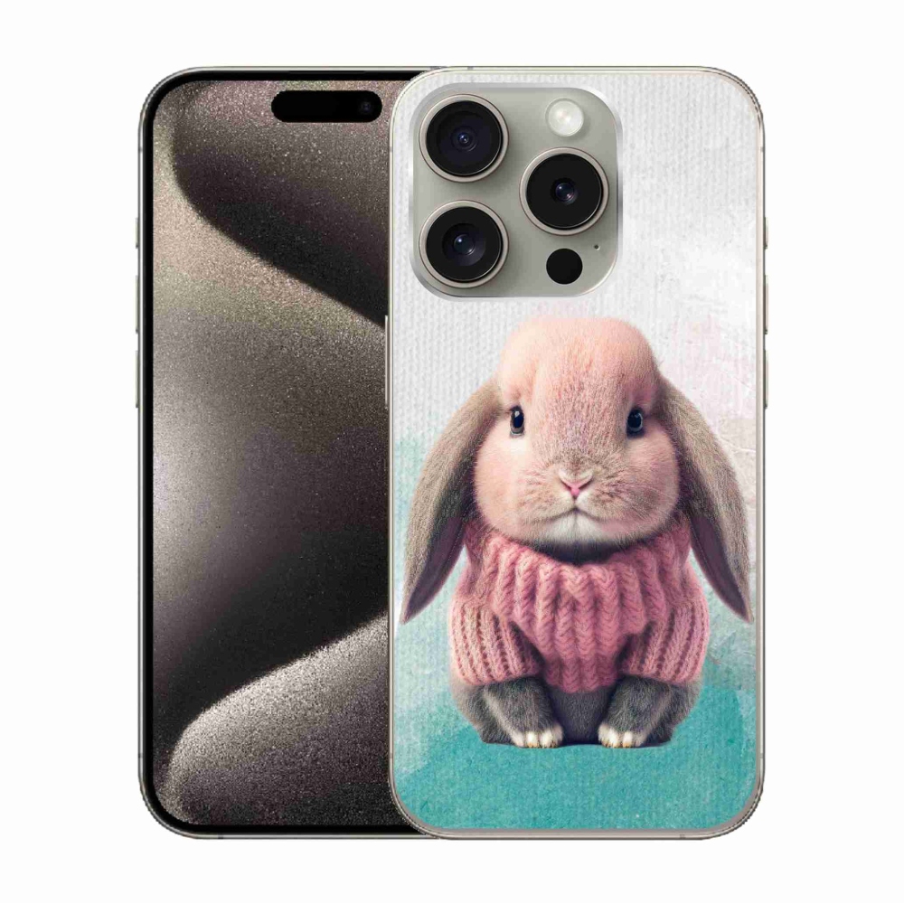 Gelový kryt mmCase na iPhone 15 Pro - králíček ve svetru