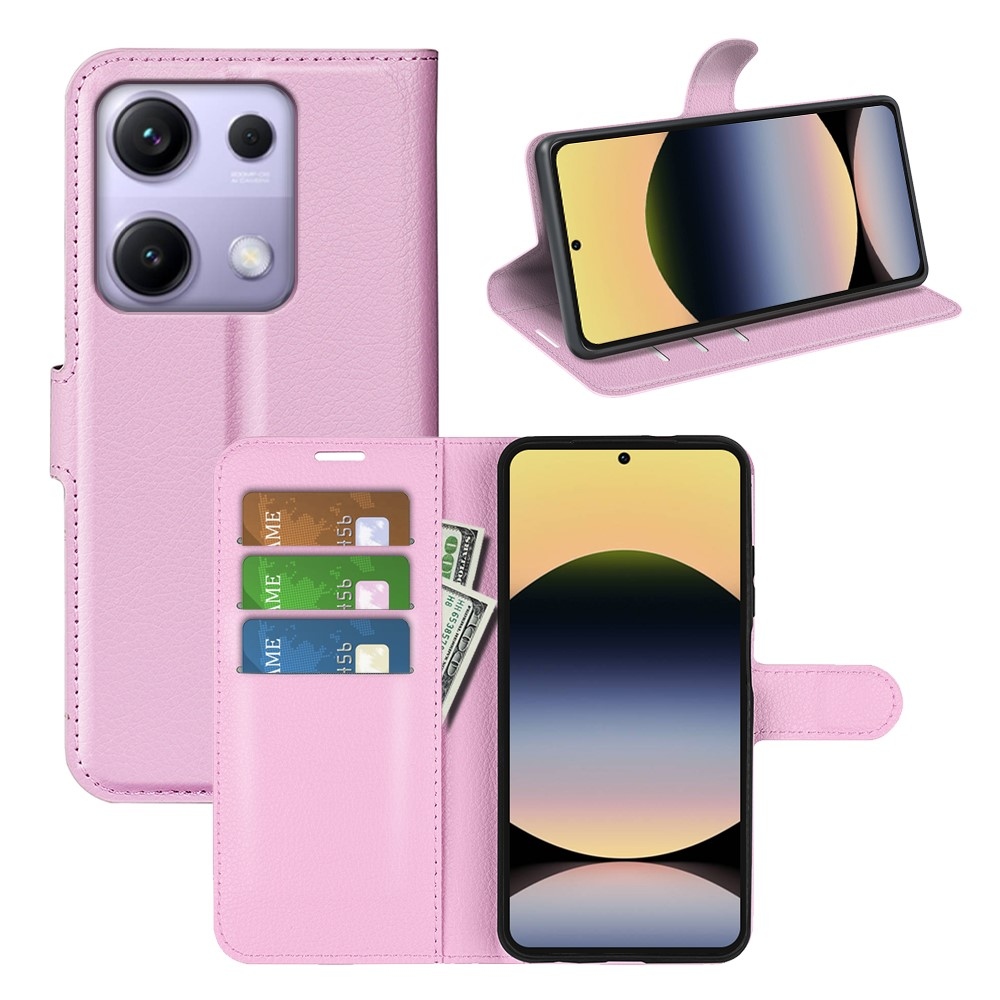 Litchi knížkové pouzdro na Xiaomi Redmi Note 14S - růžové