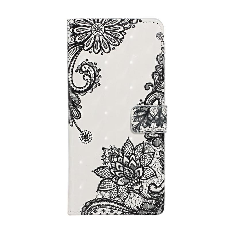 Decor PU kožené peněženkové pouzdro na mobil Samsung Galaxy S20 Plus - krajkový květ