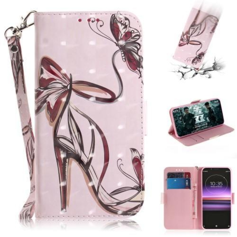 Decor PU kožené peněženkové pouzdro na mobil Sony Xperia 1 - podpatky