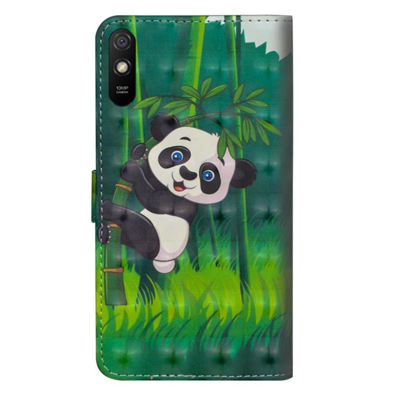 Decor PU kožené peněženkové pouzdro na mobil Xiaomi Redmi 9A/9AT - panda