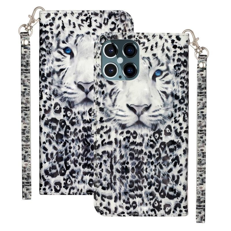Decor PU kožené peněženkové pouzdro pro mobilní telefon iPhone 12 Pro/12 - leopard