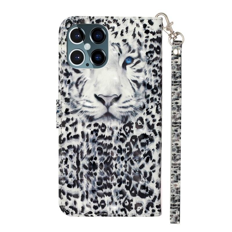 Decor PU kožené peněženkové pouzdro pro mobilní telefon iPhone 12 Pro/12 - leopard