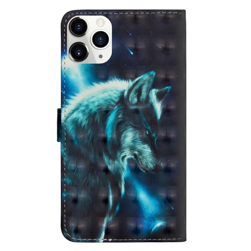 Decore PU kožené peněženkové pouzdro na mobil iPhone 12 Pro/12 - vlk