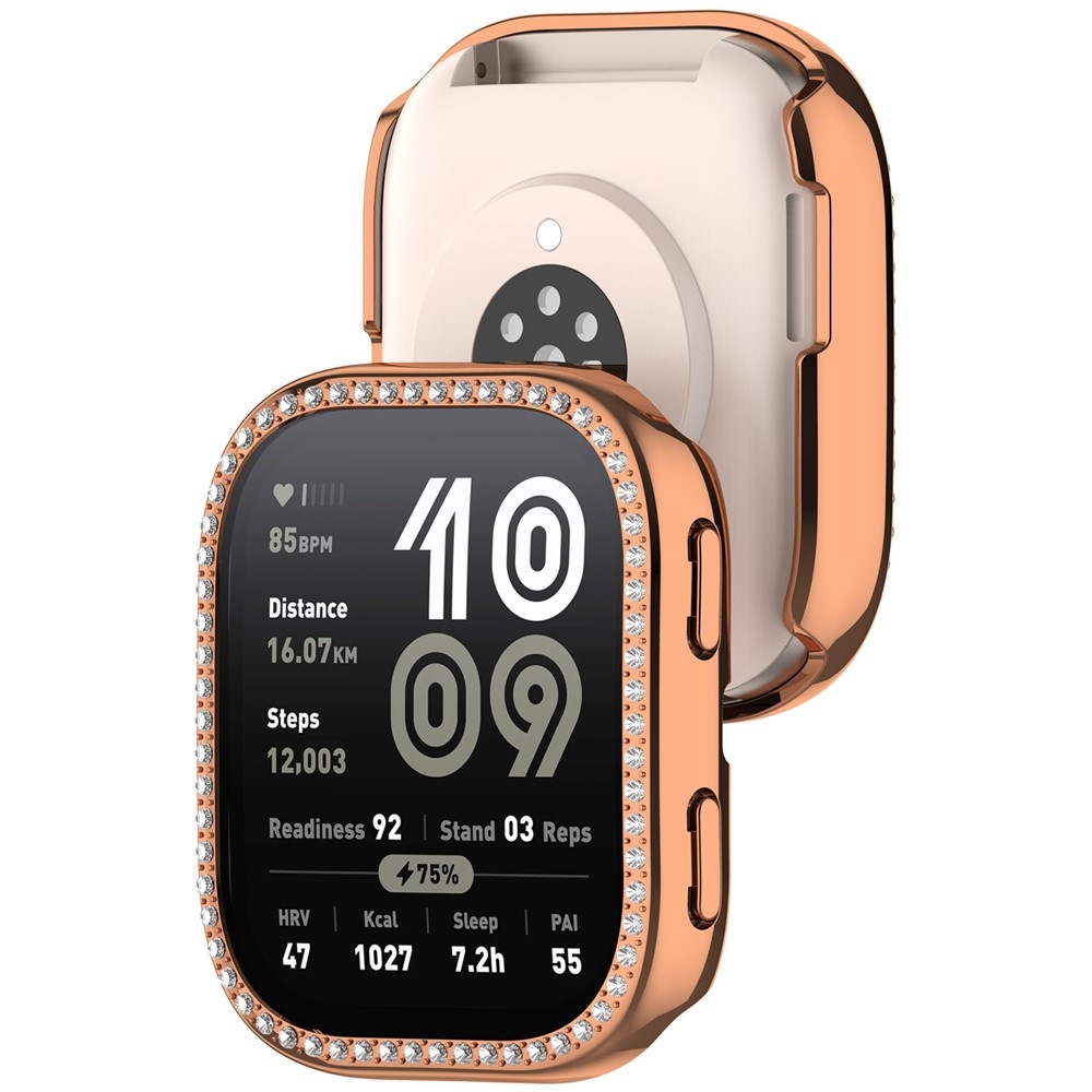 Decory plastové nasazovací pouzdro s kamínky na Amazfit Bip 6 - růžovozlaté