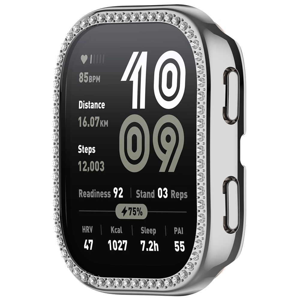 Decory plastové nasazovací pouzdro s kamínky na Amazfit Bip 6 - stříbrné