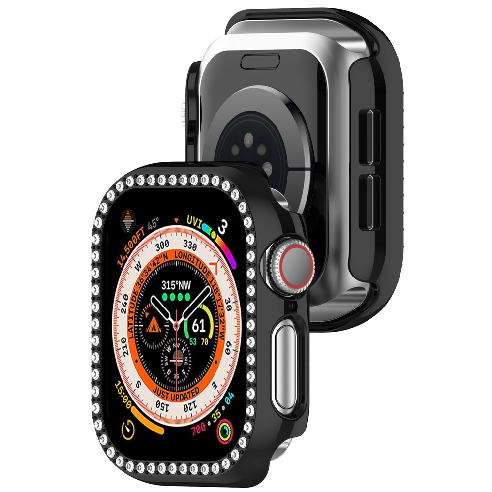 Decory plastové nasazovací pouzdro s kamínky na Apple Watch 11/10 42mm - černé