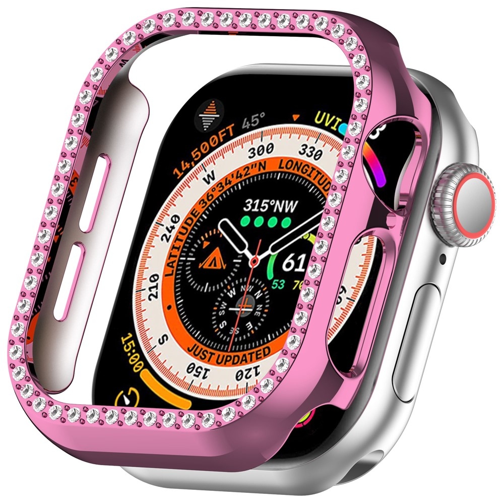 Decory plastové nasazovací pouzdro s kamínky na Apple Watch 11/10 42mm - růžové