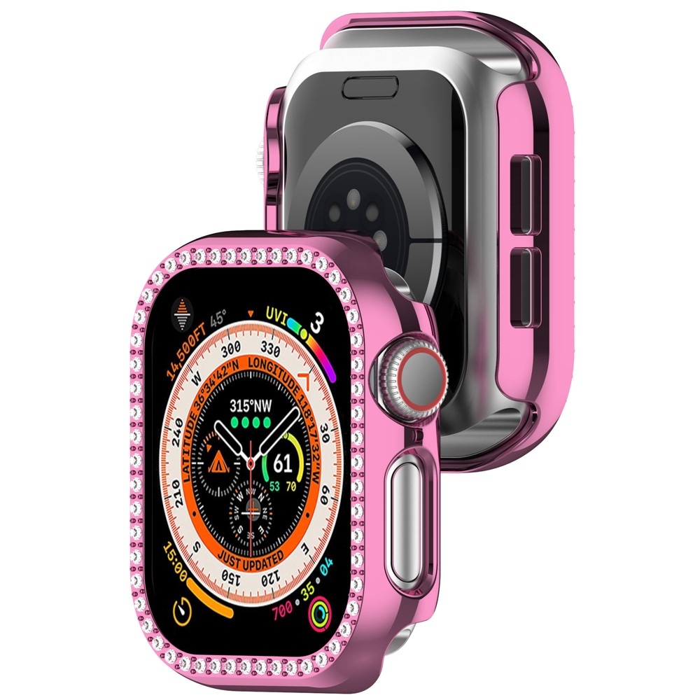 Decory plastové nasazovací pouzdro s kamínky na Apple Watch 11/10 42mm - růžové