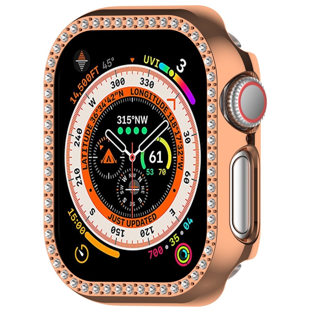 Decory plastové nasazovací pouzdro s kamínky na Apple Watch 11/10 42mm - růžovozlaté