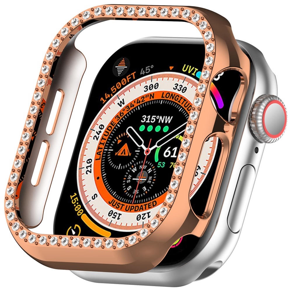 Decory plastové nasazovací pouzdro s kamínky na Apple Watch 11/10 42mm - růžovozlaté