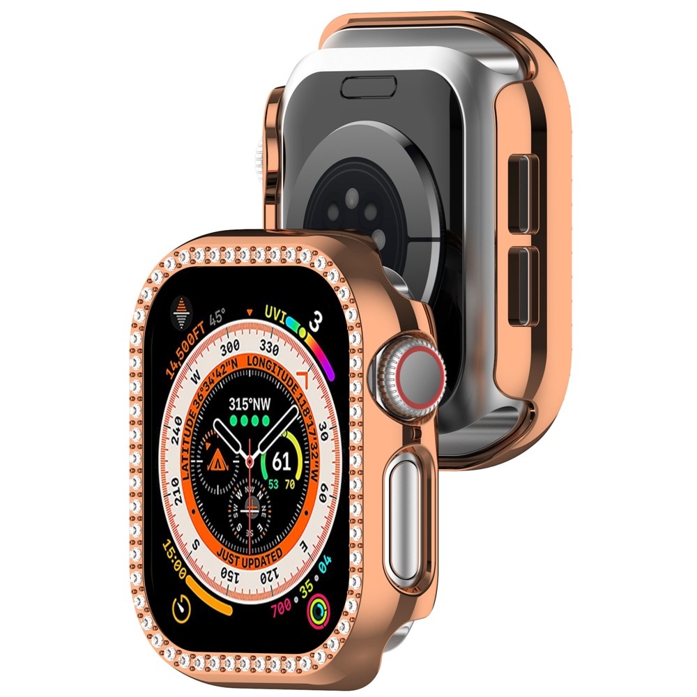 Decory plastové nasazovací pouzdro s kamínky na Apple Watch 11/10 42mm - růžovozlaté