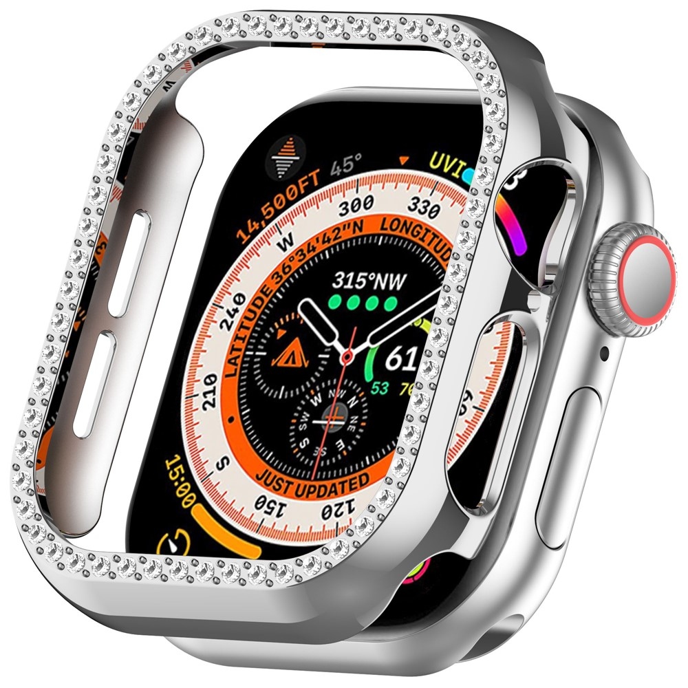 Decory plastové nasazovací pouzdro s kamínky na Apple Watch 11/10 42mm - stříbrné