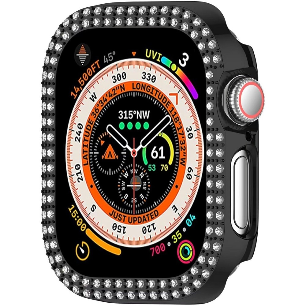 Decory plastové nasazovací pouzdro s kamínky na Apple Watch 11/10 46mm - černé