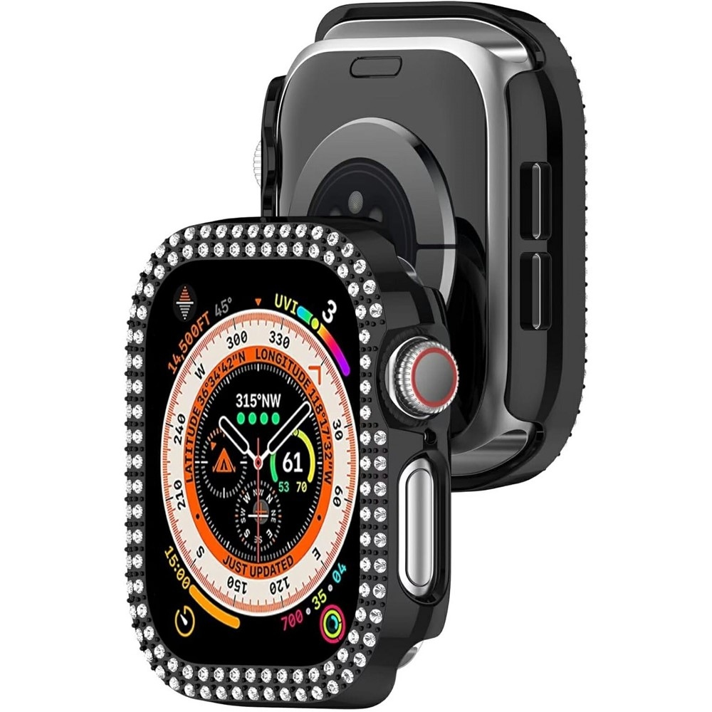 Decory plastové nasazovací pouzdro s kamínky na Apple Watch 11/10 46mm - černé