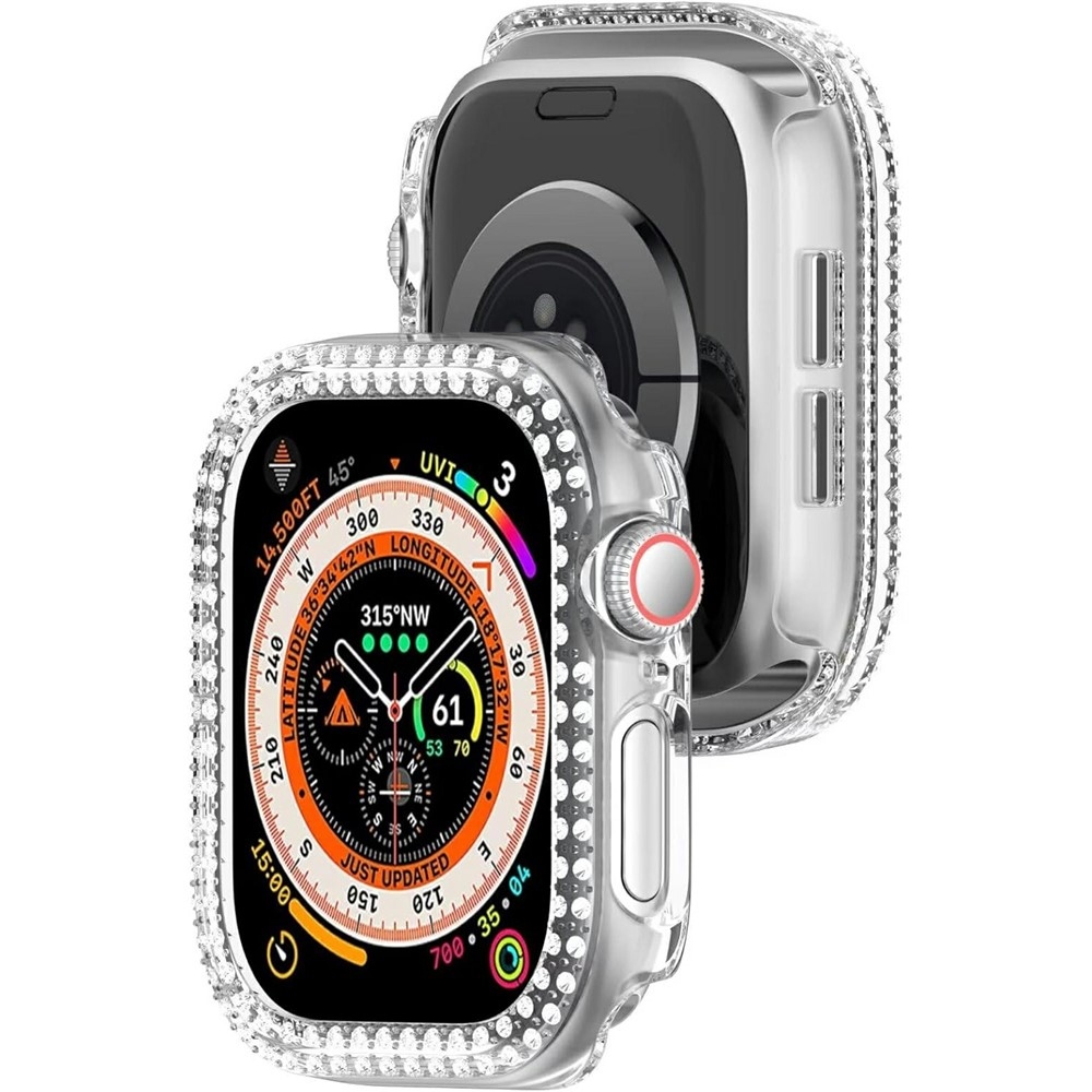Decory plastové nasazovací pouzdro s kamínky na Apple Watch 11/10 46mm - průhledné