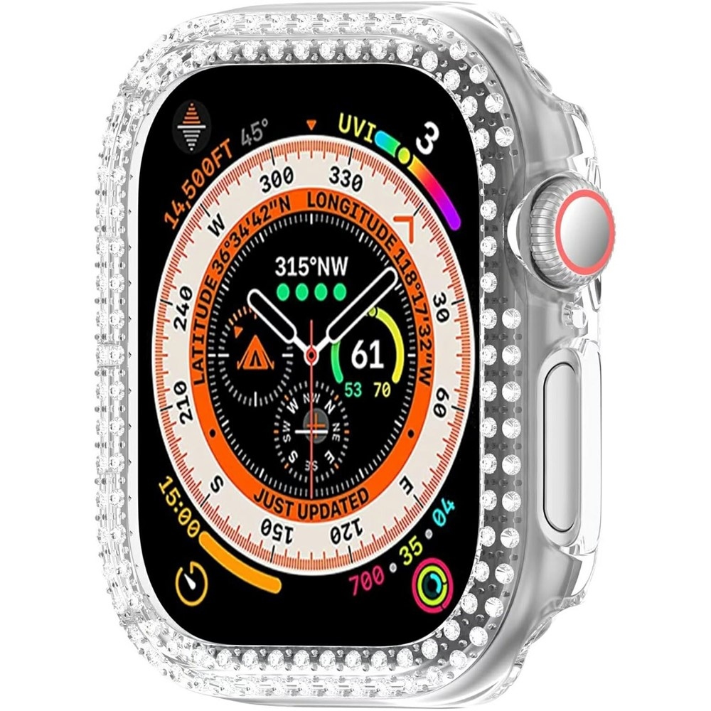 Decory plastové nasazovací pouzdro s kamínky na Apple Watch 11/10 46mm - průhledné