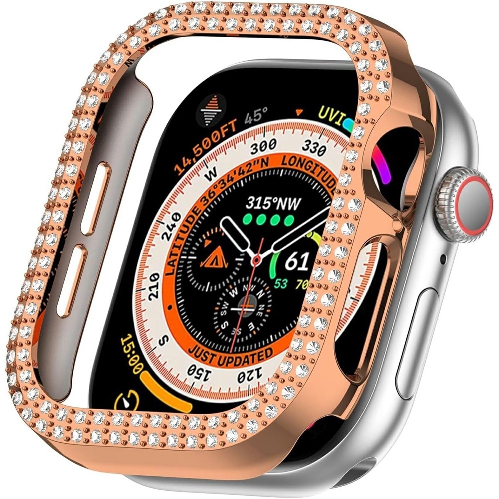 Decory plastové nasazovací pouzdro s kamínky na Apple Watch 11/10 46mm - růžovozlaté