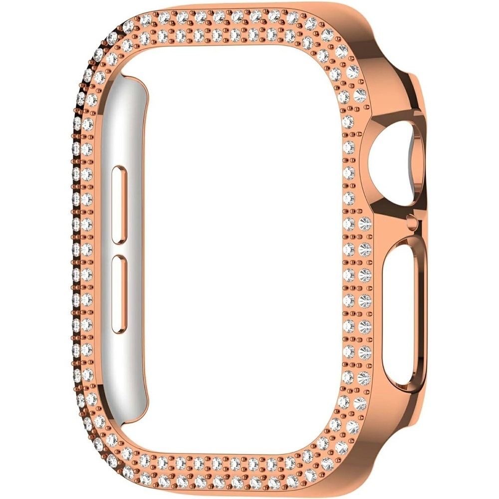 Decory plastové nasazovací pouzdro s kamínky na Apple Watch 11/10 46mm - růžovozlaté