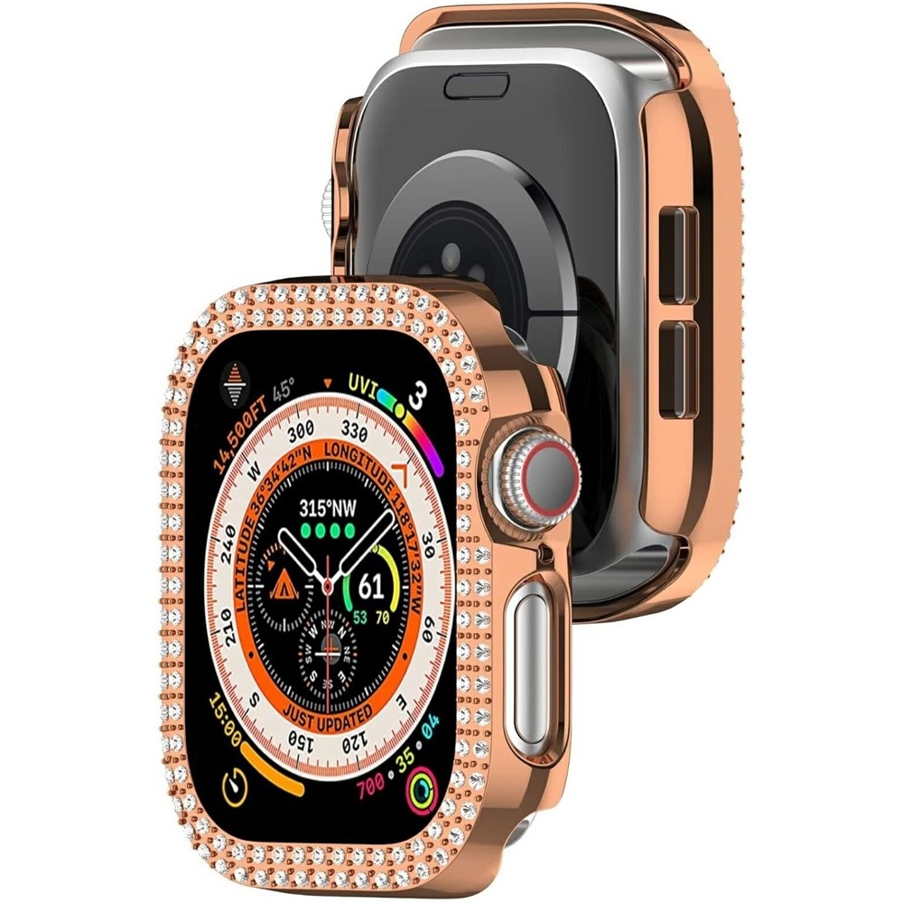 Decory plastové nasazovací pouzdro s kamínky na Apple Watch 11/10 46mm - růžovozlaté