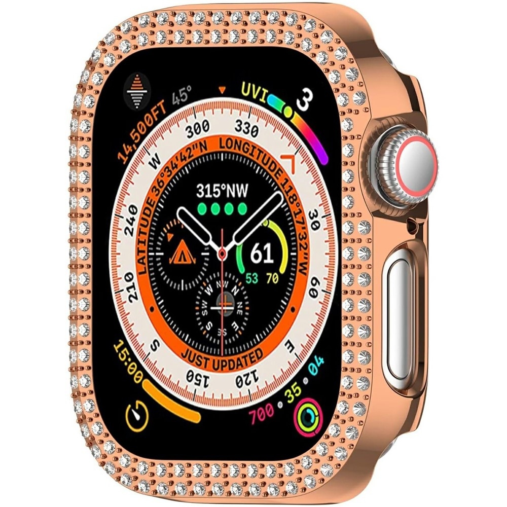 Decory plastové nasazovací pouzdro s kamínky na Apple Watch 11/10 46mm - růžovozlaté