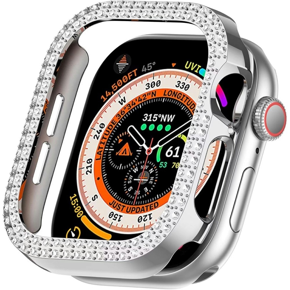 Decory plastové nasazovací pouzdro s kamínky na Apple Watch 11/10 46mm - stříbrné