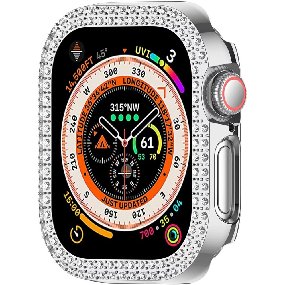 Decory plastové nasazovací pouzdro s kamínky na Apple Watch 11/10 46mm - stříbrné
