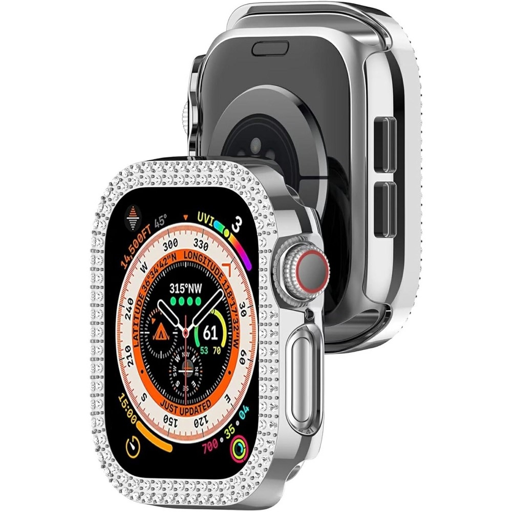 Decory plastové nasazovací pouzdro s kamínky na Apple Watch 11/10 46mm - stříbrné