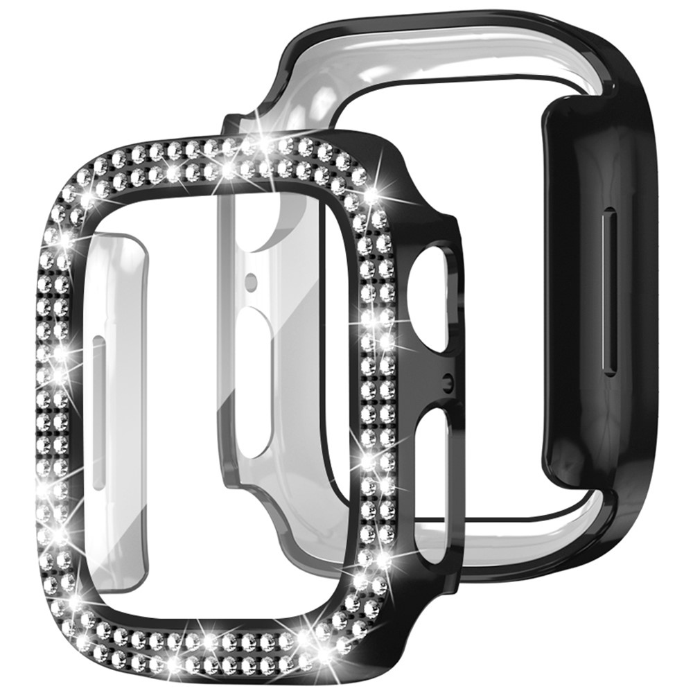 Decory plastové nasazovací pouzdro s kamínky na Apple Watch SE3/SE2/SE1/Watch 6/5/4 40mm - černé