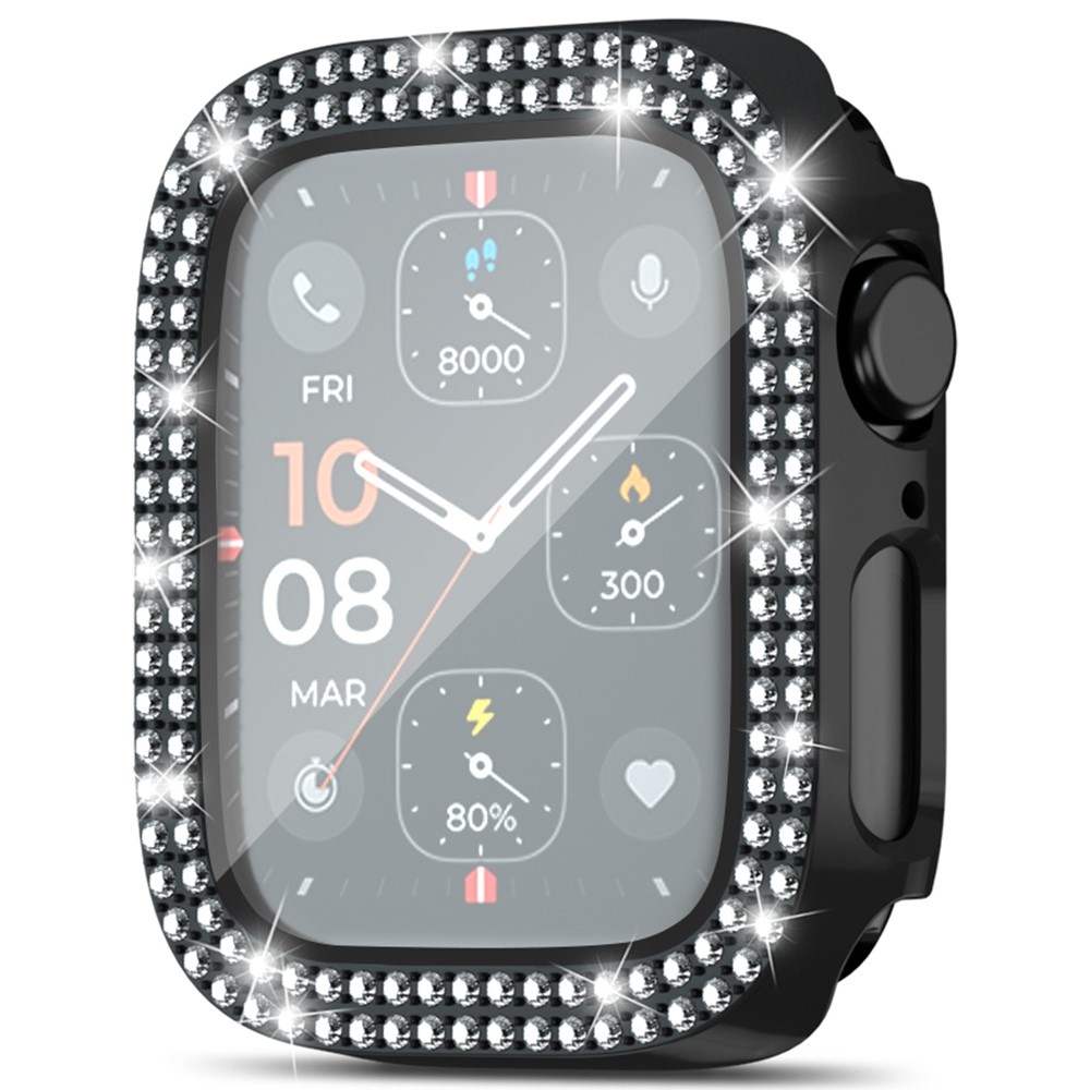 Decory plastové nasazovací pouzdro s kamínky na Apple Watch SE3/SE2/SE1/Watch 6/5/4 40mm - černé