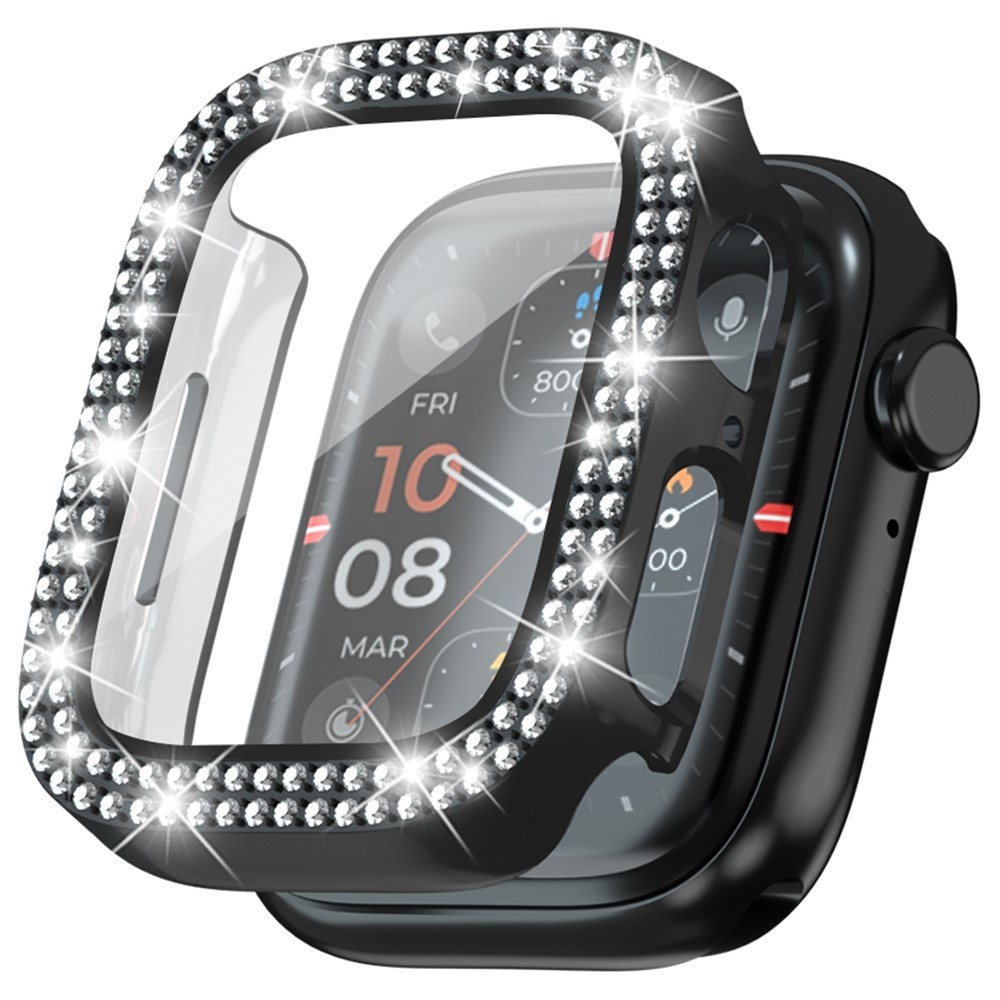 Decory plastové nasazovací pouzdro s kamínky na Apple Watch SE3/SE2/SE1/Watch 6/5/4 40mm - černé