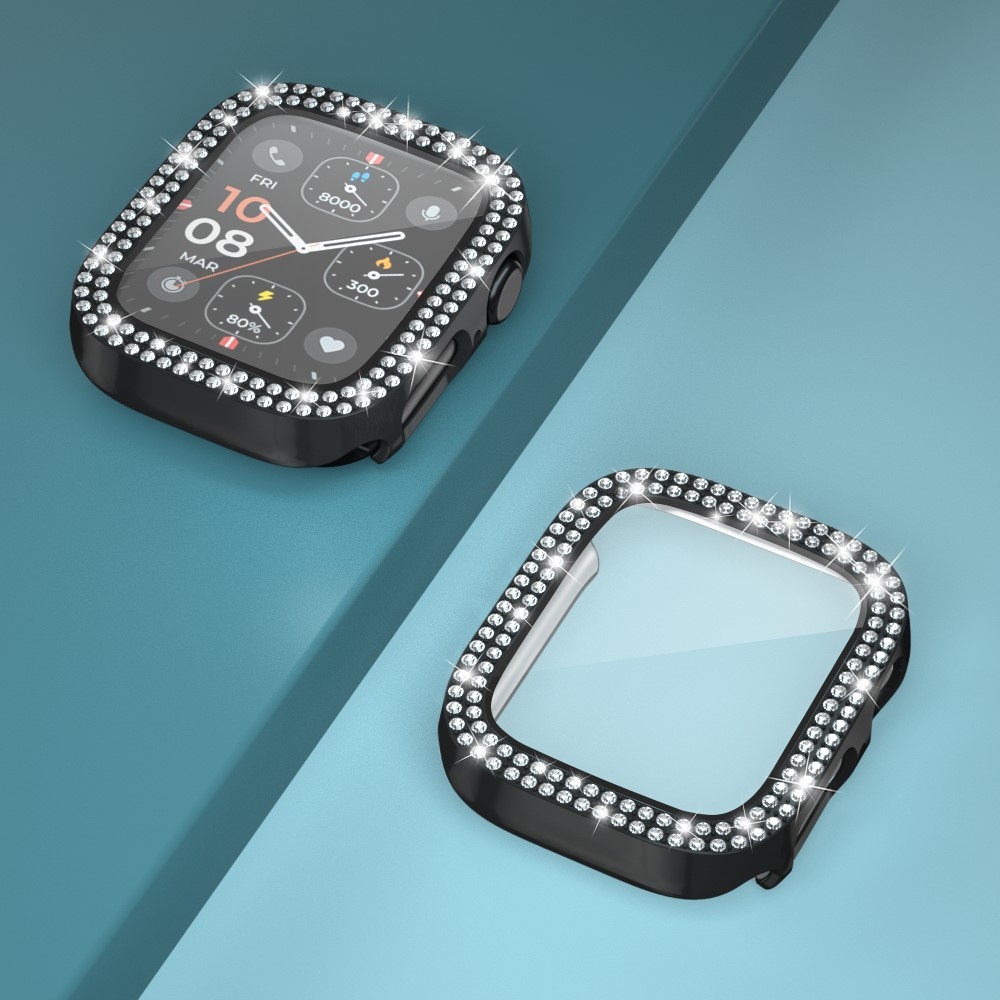 Decory plastové nasazovací pouzdro s kamínky na Apple Watch SE3/SE2/SE1/Watch 6/5/4 40mm - černé