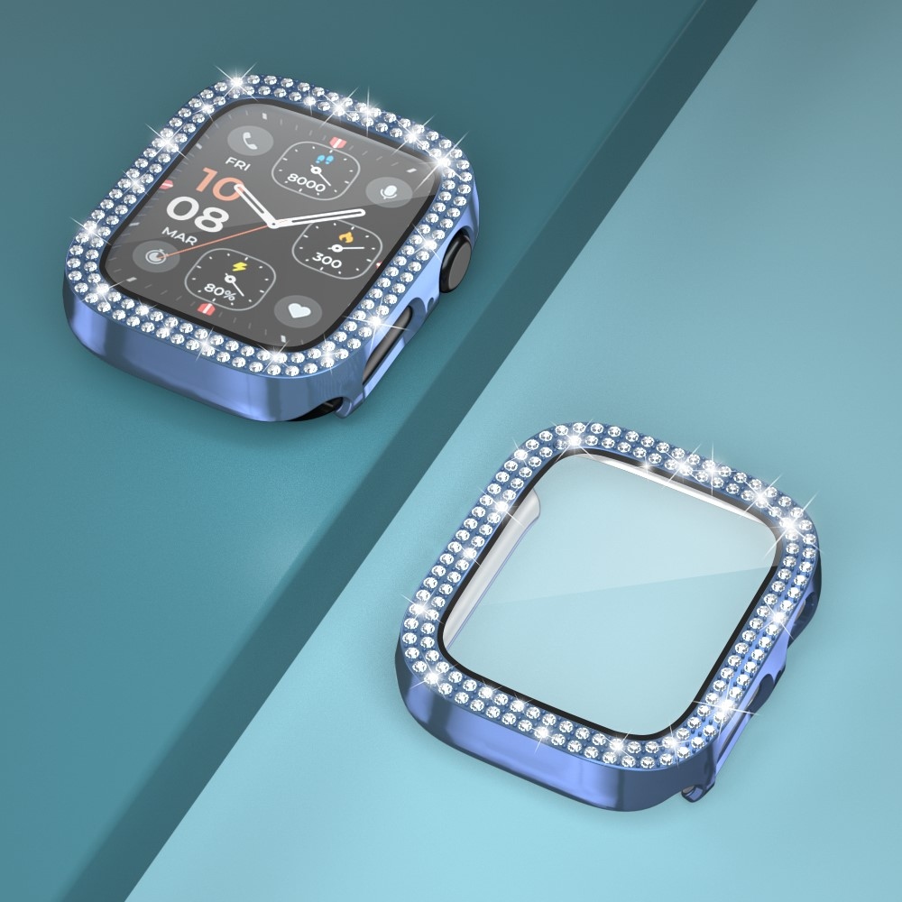 Decory plastové nasazovací pouzdro s kamínky na Apple Watch SE3/SE2/SE1/Watch 6/5/4 40mm - modré