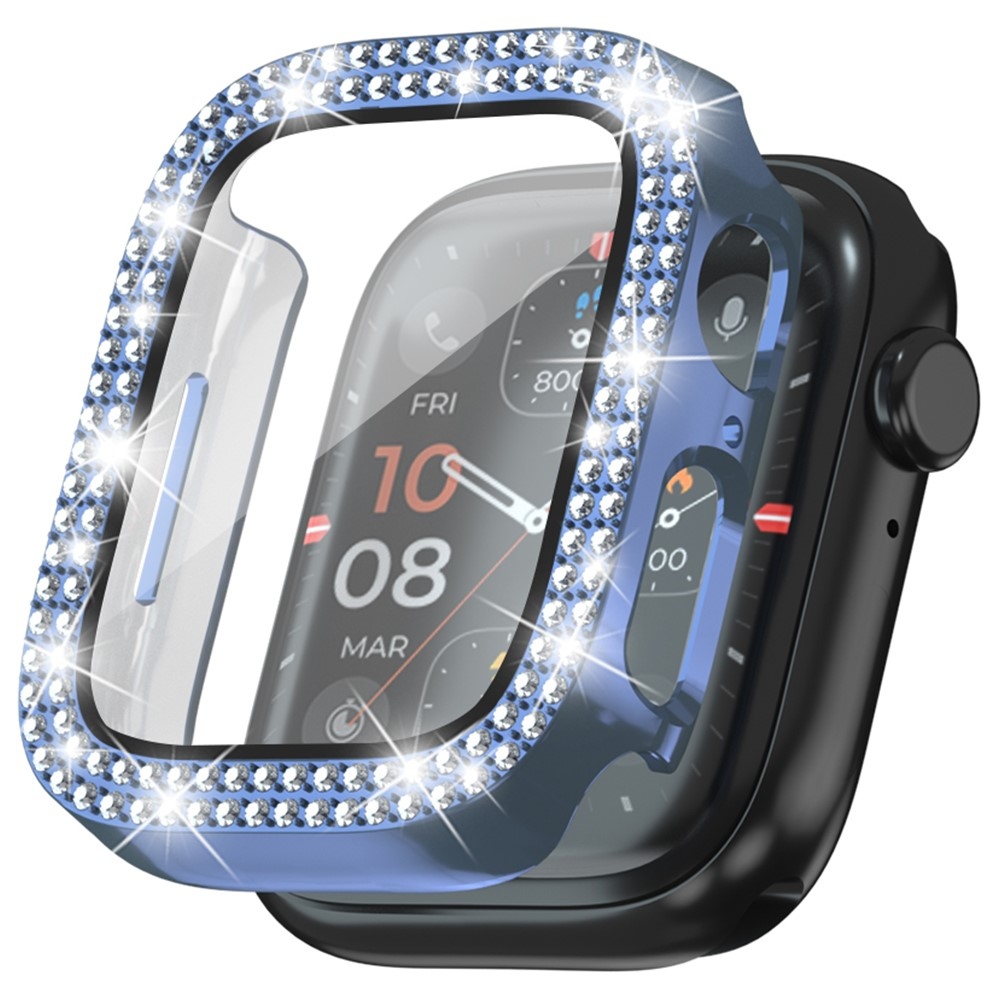 Decory plastové nasazovací pouzdro s kamínky na Apple Watch SE3/SE2/SE1/Watch 6/5/4 40mm - modré