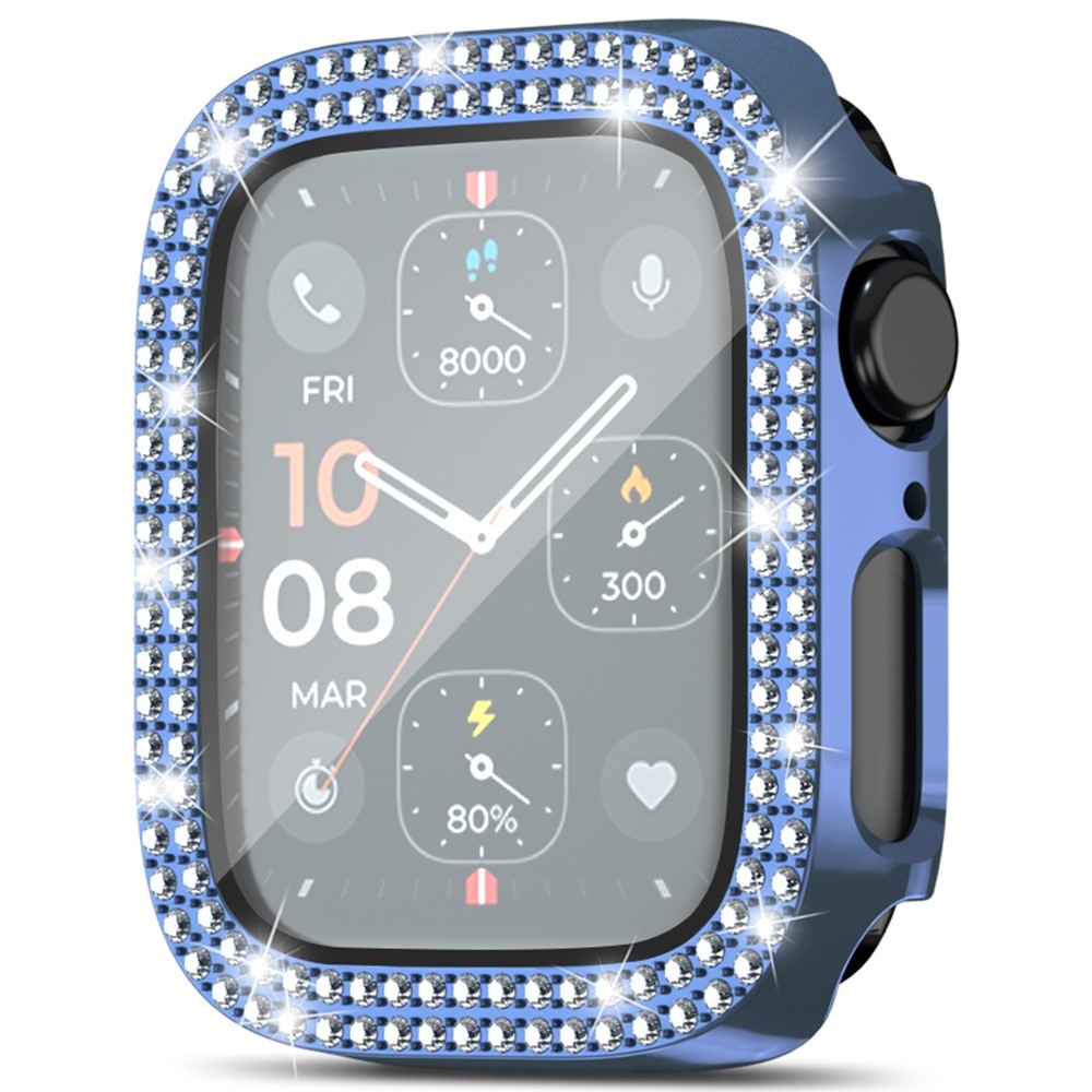 Decory plastové nasazovací pouzdro s kamínky na Apple Watch SE3/SE2/SE1/Watch 6/5/4 40mm - modré