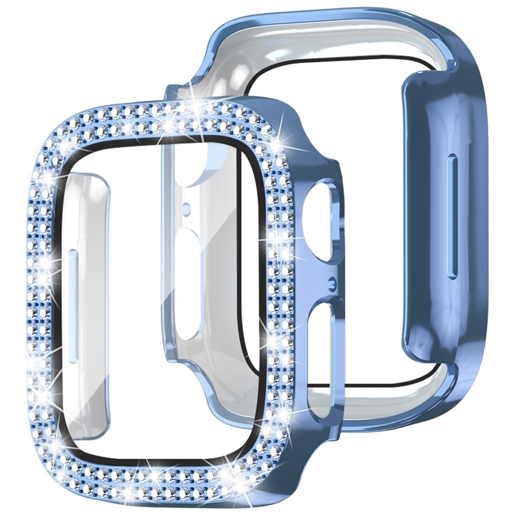 Decory plastové nasazovací pouzdro s kamínky na Apple Watch SE3/SE2/SE1/Watch 6/5/4 40mm - modré